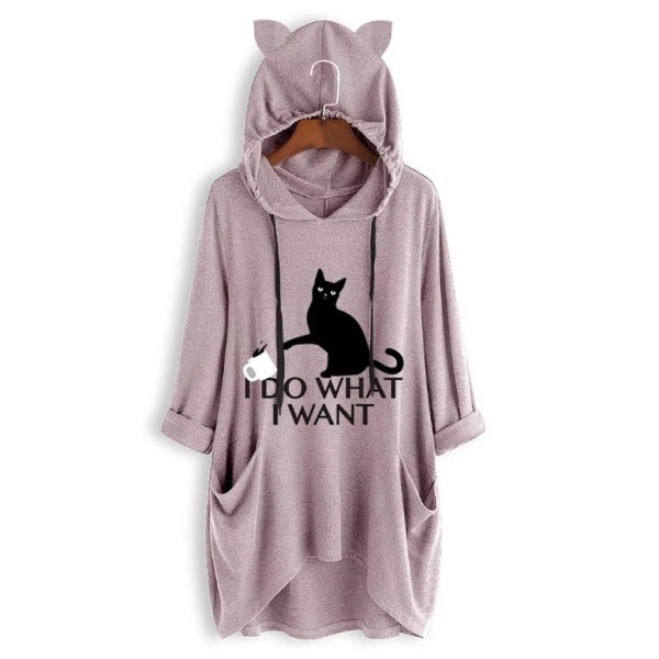 Hoodie Chat - Femme I do what I want - Vraiment-chat