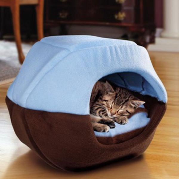 Panier Chat en Velous Bicolore - Vraiment-chat