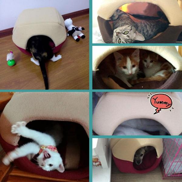 Panier Chat en Velous Bicolore - Vraiment-chat