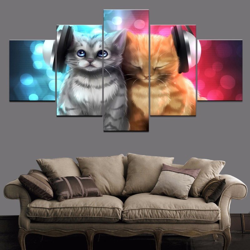 Tableau de Chatons et écouteurs - Vraiment-chat