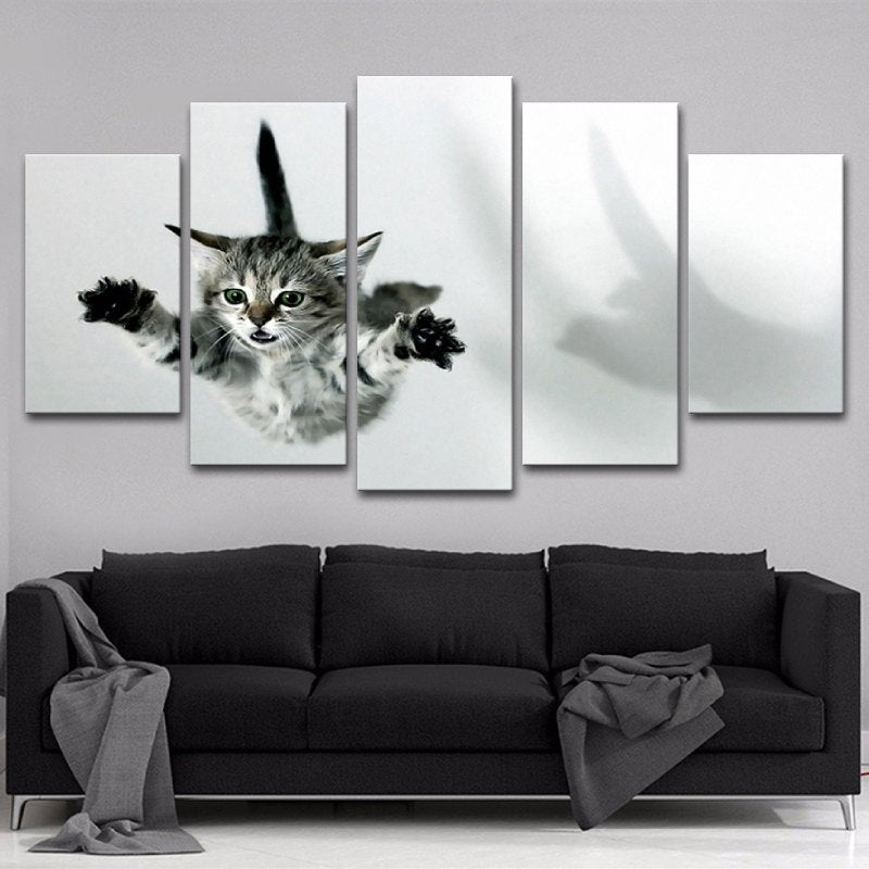 Tableau chat noir et blanc volant - Vraiment-chat