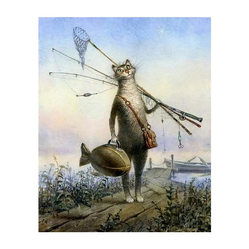 Peinture par numéro Chat qui pêche - Vraiment-chat
