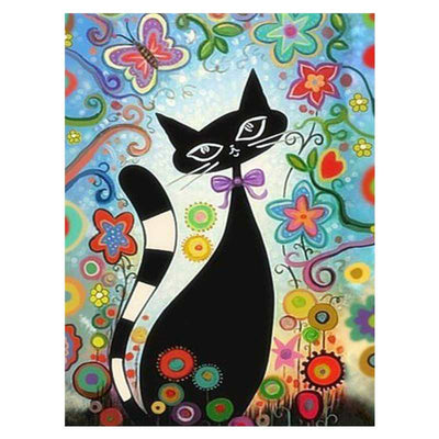 Peinture par Numéros de Chat Noir et Papillon - Vraiment-chat