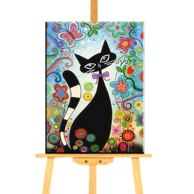 Peinture par Numéros de Chat Noir et Papillon - Vraiment-chat