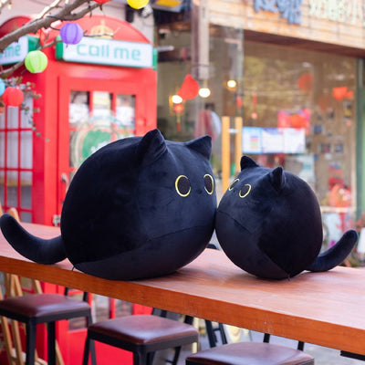 Peluche chat noir ronde