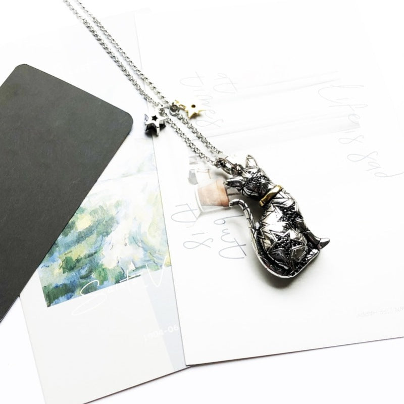 pendentif chat assis avec étoiles - Vraiment-chat