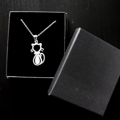 Pendentif Chat Argent Au Coeur Brillant