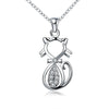 Load image into Gallery viewer, Pendentif Chat Argent Au Coeur Brillant