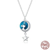 Pendentif avec Chat sur lune Bleue