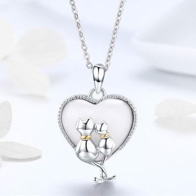 Pendentif couple de chats (Argent) - Vraiment-chat
