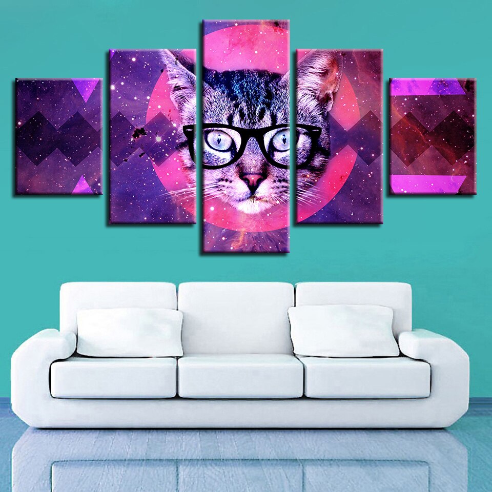 tableau chat pop art à lunettes - Vraiment-chat