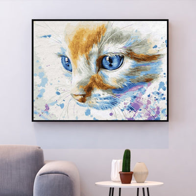 Peinture par Numéro Chat Blanc aux yeux bleus - Vraiment-chat