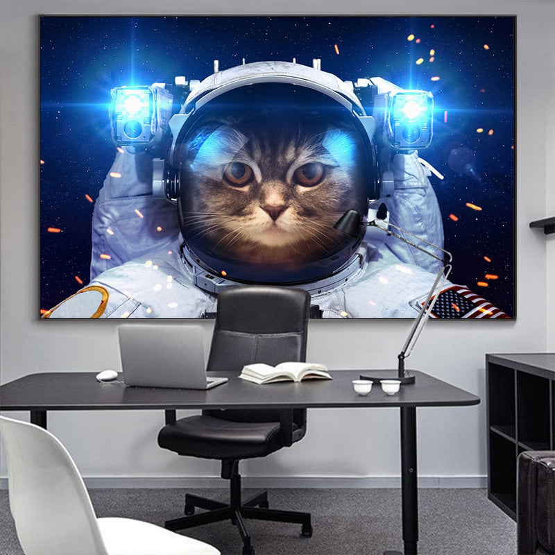 Grand poster Chat Astronaute