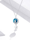 Pendentif avec Chat sur lune Bleue