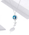 Pendentif avec Chat sur lune Bleue