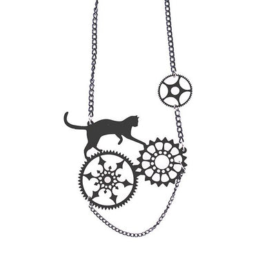 Boucles d'oreilles chat et Engrenage - Vraiment-chat