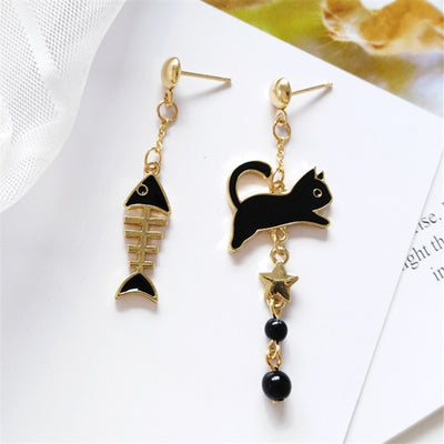 boucles d'oreilles Chat et Poisson - Vraiment-chat