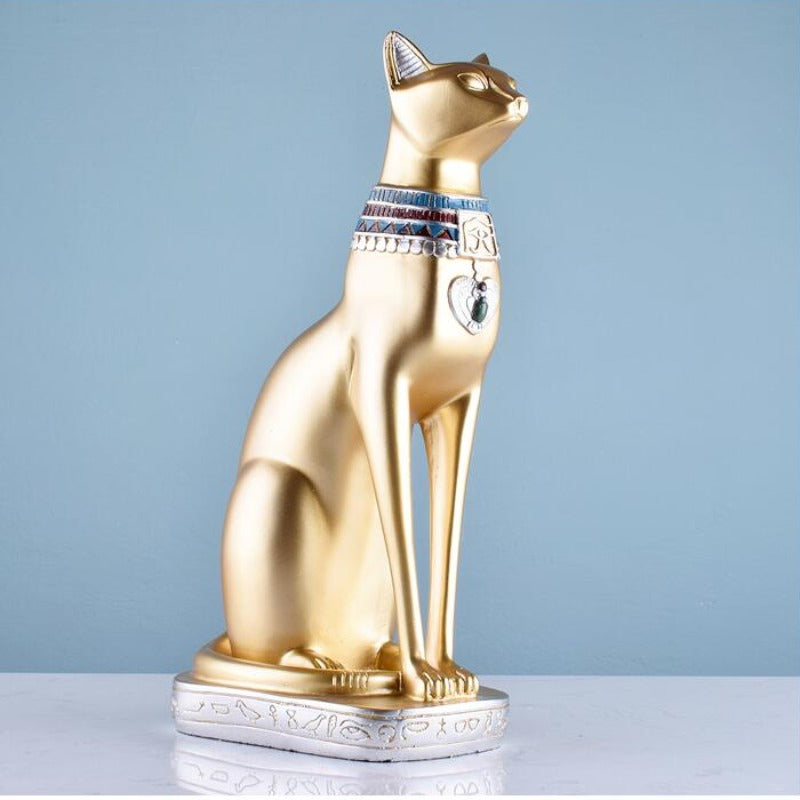 Grande Statue de Chat Egyptien dorée – Vraiment-chat