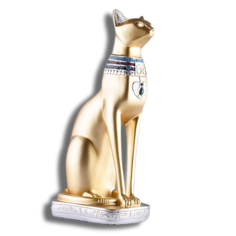 Grande Statue de Chat Egyptien dorée