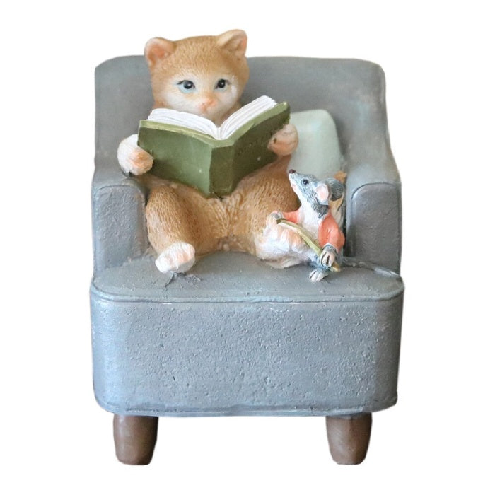 Statue de Chat en Résine Sur Fauteuil