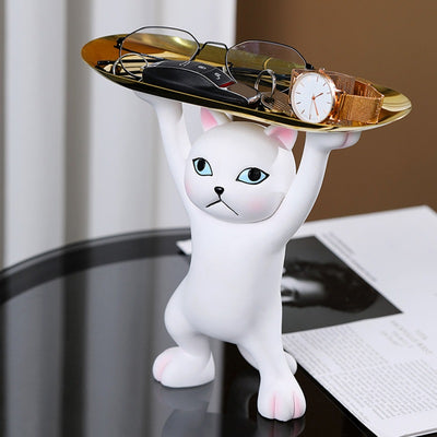 Statue de Chat Vide-poche en résine