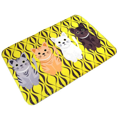 Tapis de sol Jaune avec Chats - Vraiment-chat