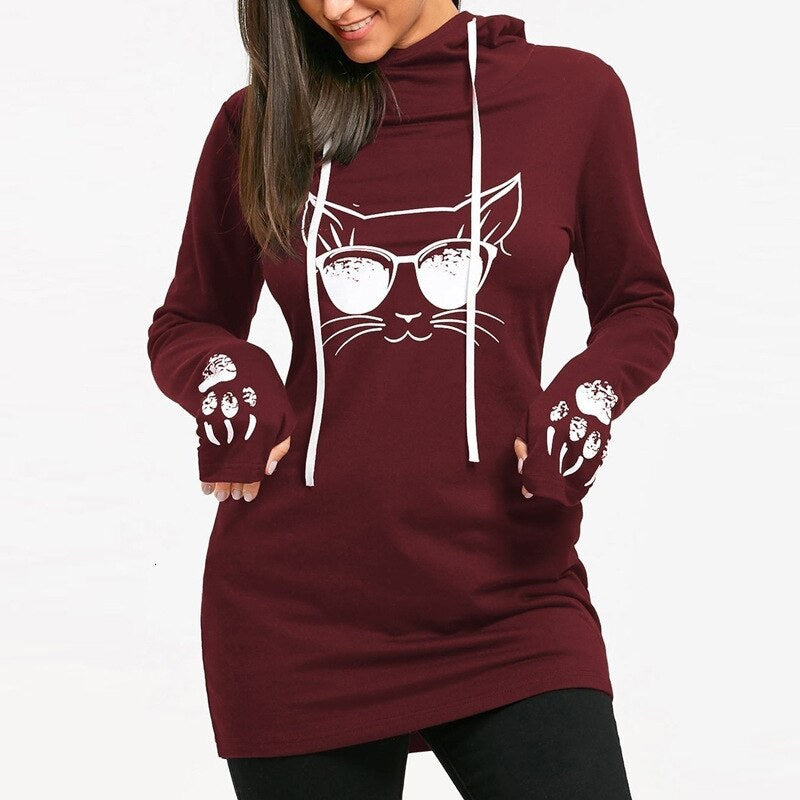 Sweat à capuche Chat à Lunettes - Vraiment-chat