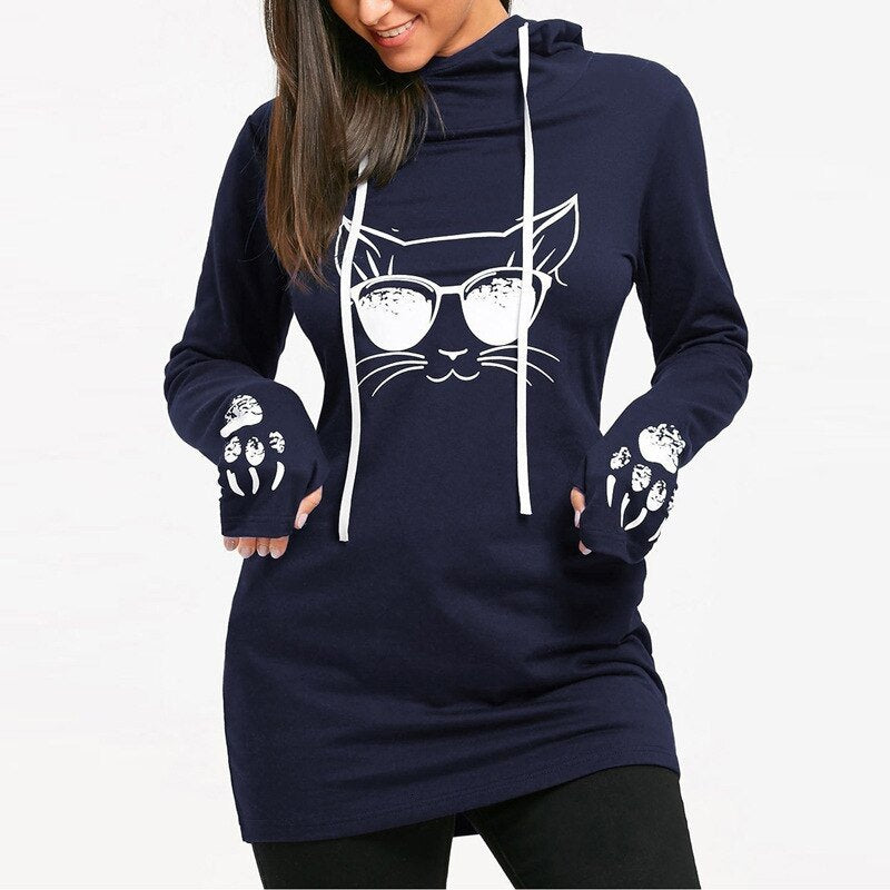 Sweat à capuche Chat à Lunettes - Vraiment-chat