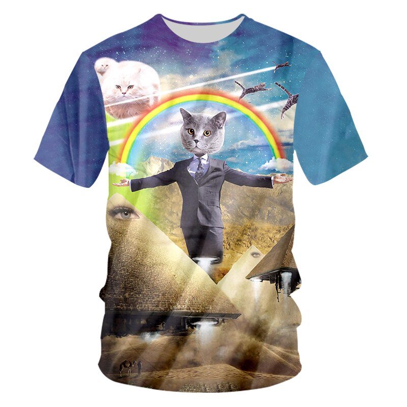 T-Shirt Chat Arc-en-Ciel