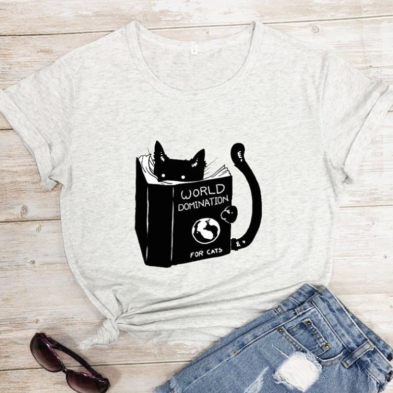 T-Shirt chat qui lit un livre