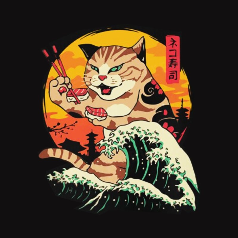 T-Shirt Chat qui mange des Sushi - Vraiment-chat