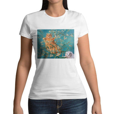 T-shirt Chat Roux Van Gogh Amandier en Fleurs - Vraiment-chat