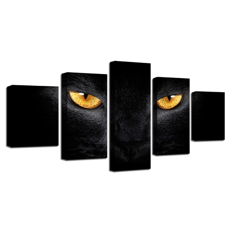 Tableau du Chat Noir aux Yeux Jaunes - Vraiment-chat
