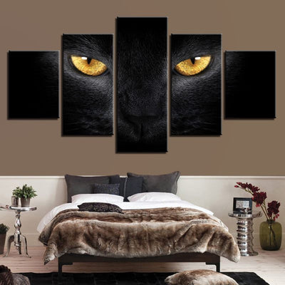 Tableau du Chat Noir aux Yeux Jaunes - Vraiment-chat