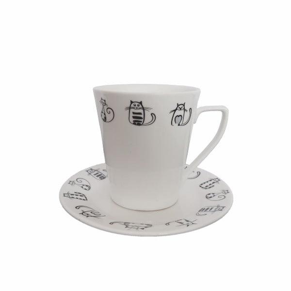 Tasse et Soucoupe à Motif Chat - Vraiment-chat