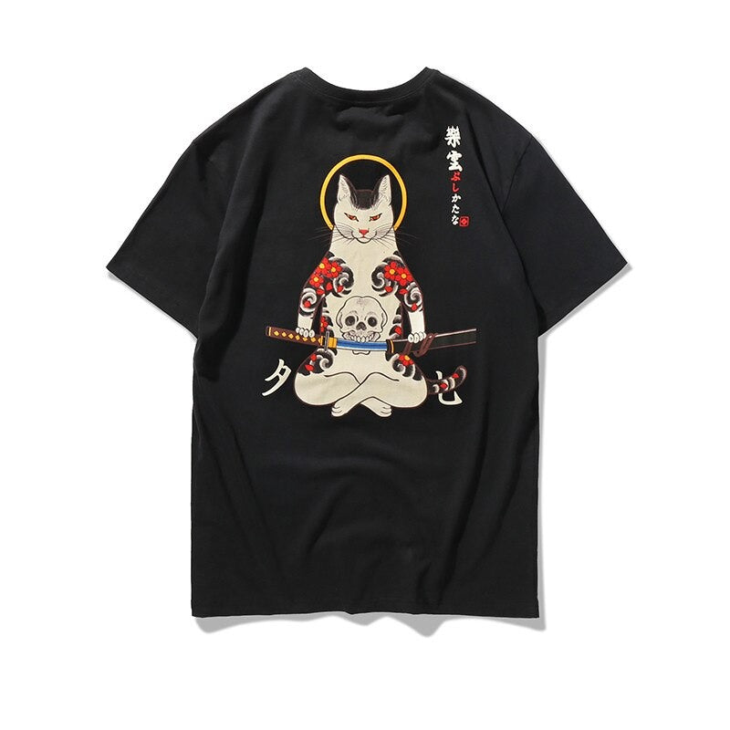 Tee-Shirt Chat Homme Samourai - Vraiment-chat